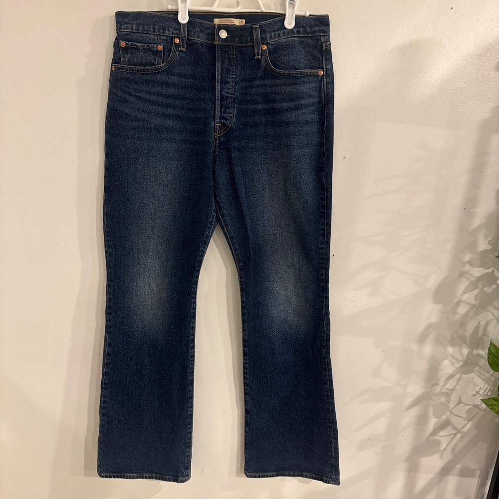 Levis Wedgie Bootcut Jeans Womens 32 Dark Wash High Rise Button Fly Denim Blue